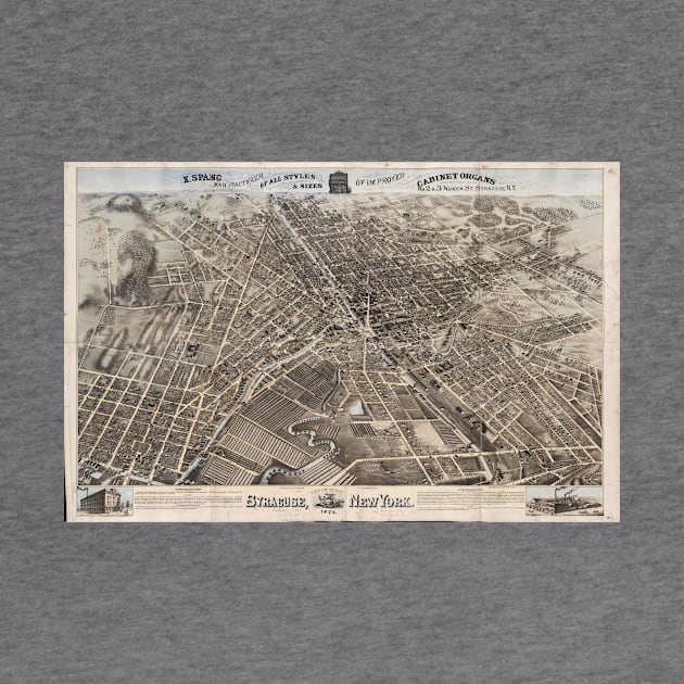 Vintage Pictorial Map of Syracuse New York (1874) by Bravuramedia